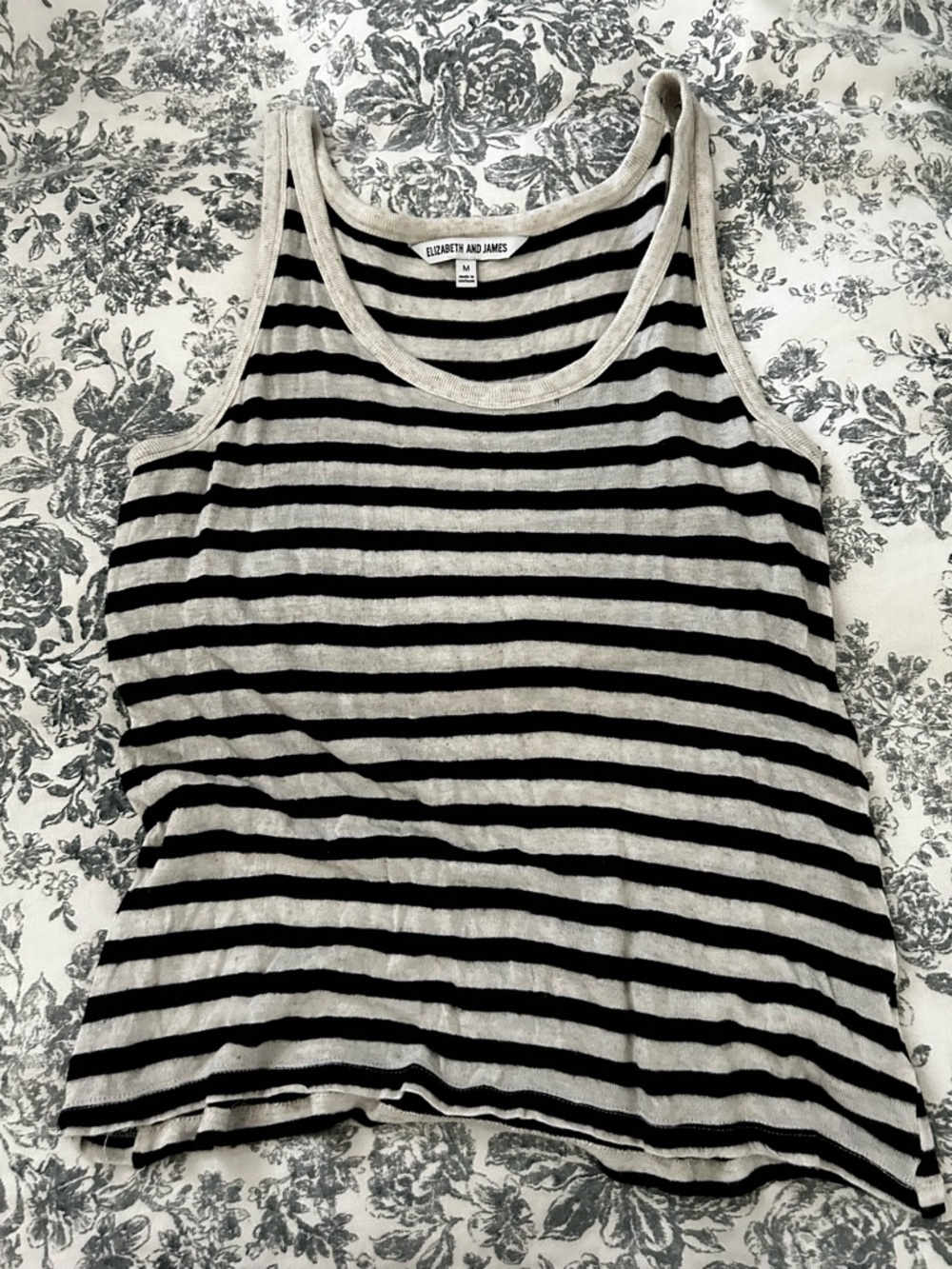 Elizabeth and James Navy and Cream Striped Scoop Tank